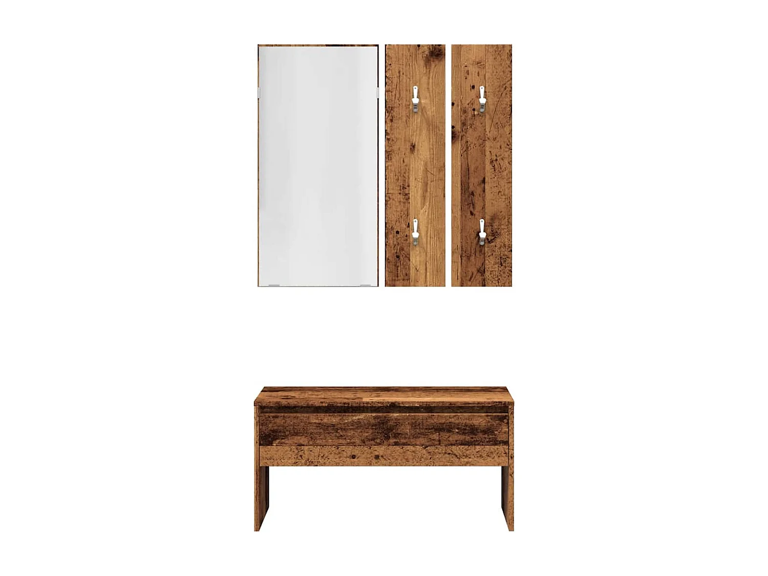 Set di mobili da ingresso in legno vecchio, legno ingegnerizzato