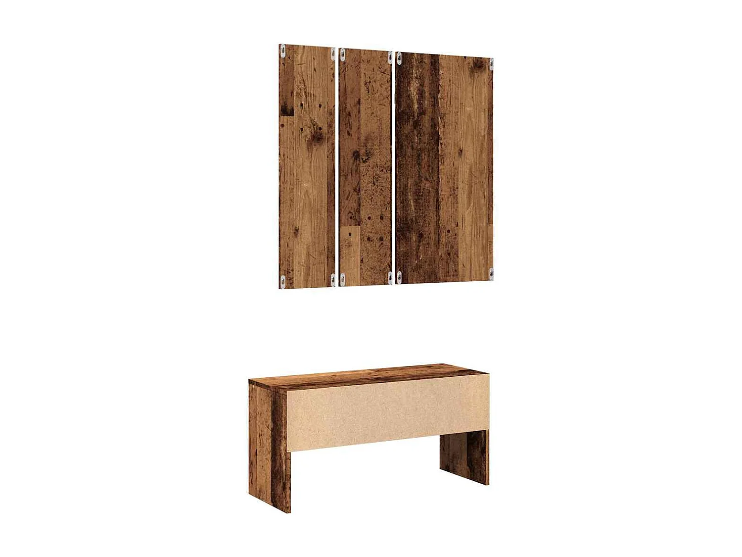 Set di mobili da ingresso in legno vecchio, legno ingegnerizzato