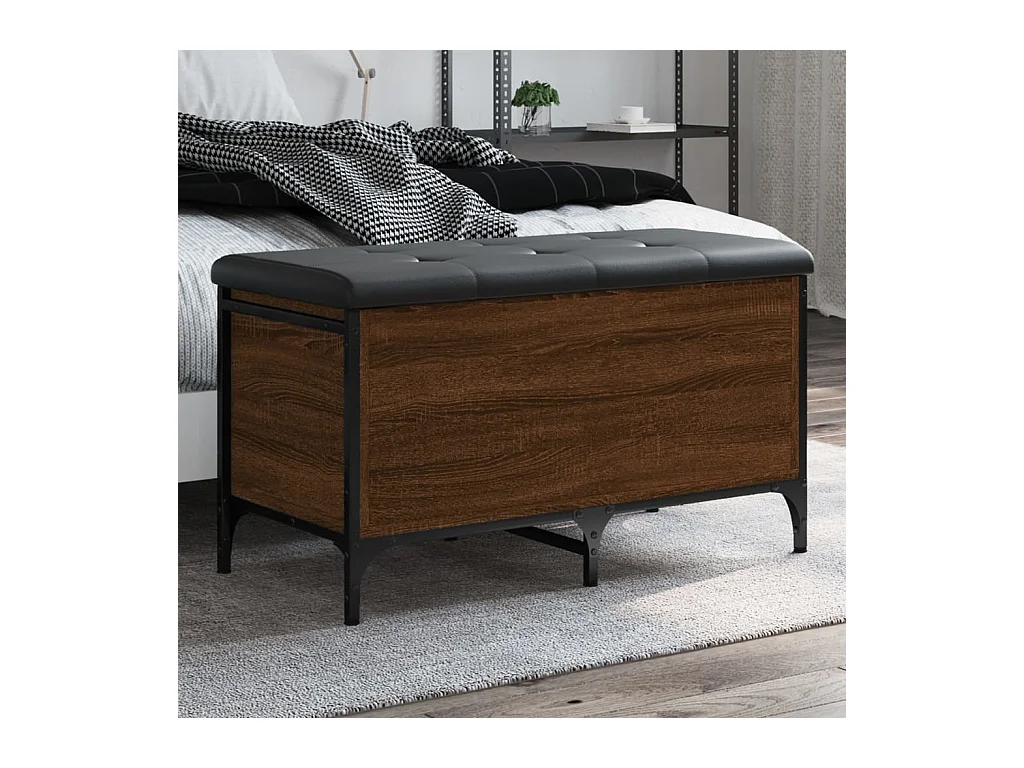 Bruine eikenhouten opbergbank 82x42x45 cm Bewerkt hout