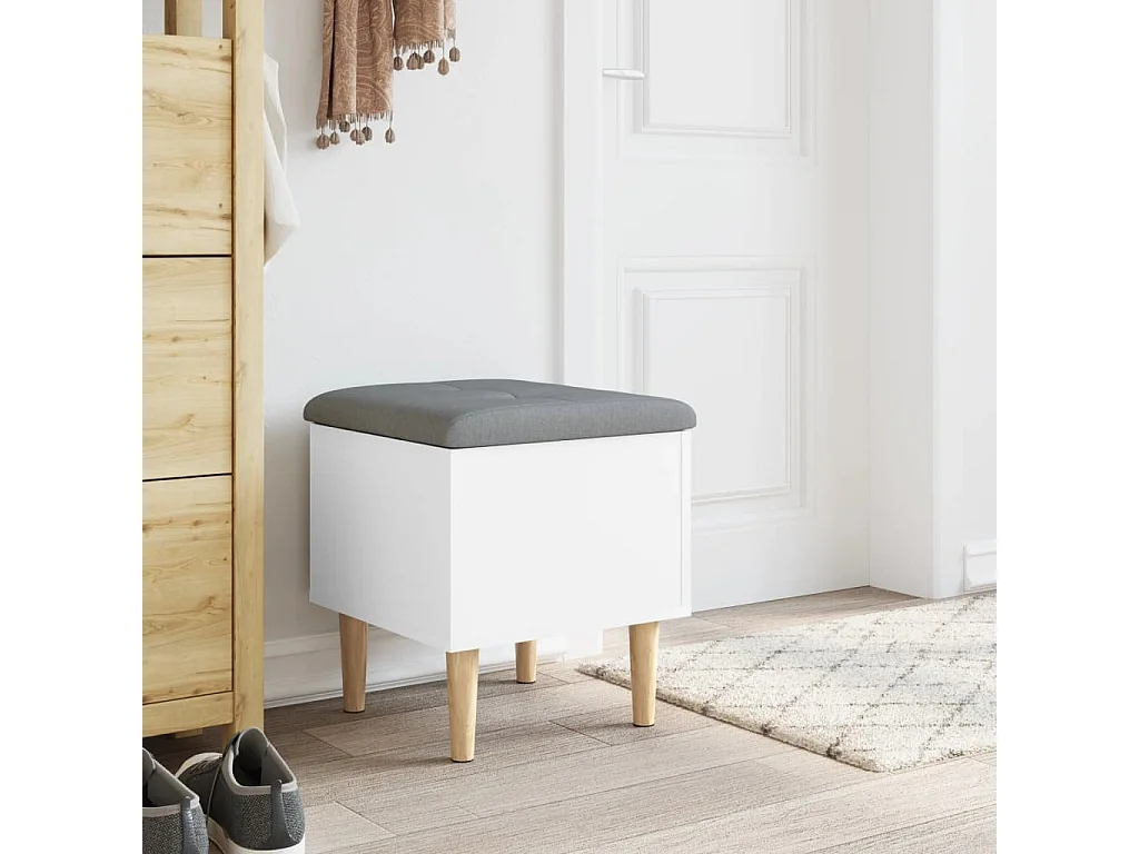 Panca contenitore bianca 42x42x46 cm in legno ingegnerizzato