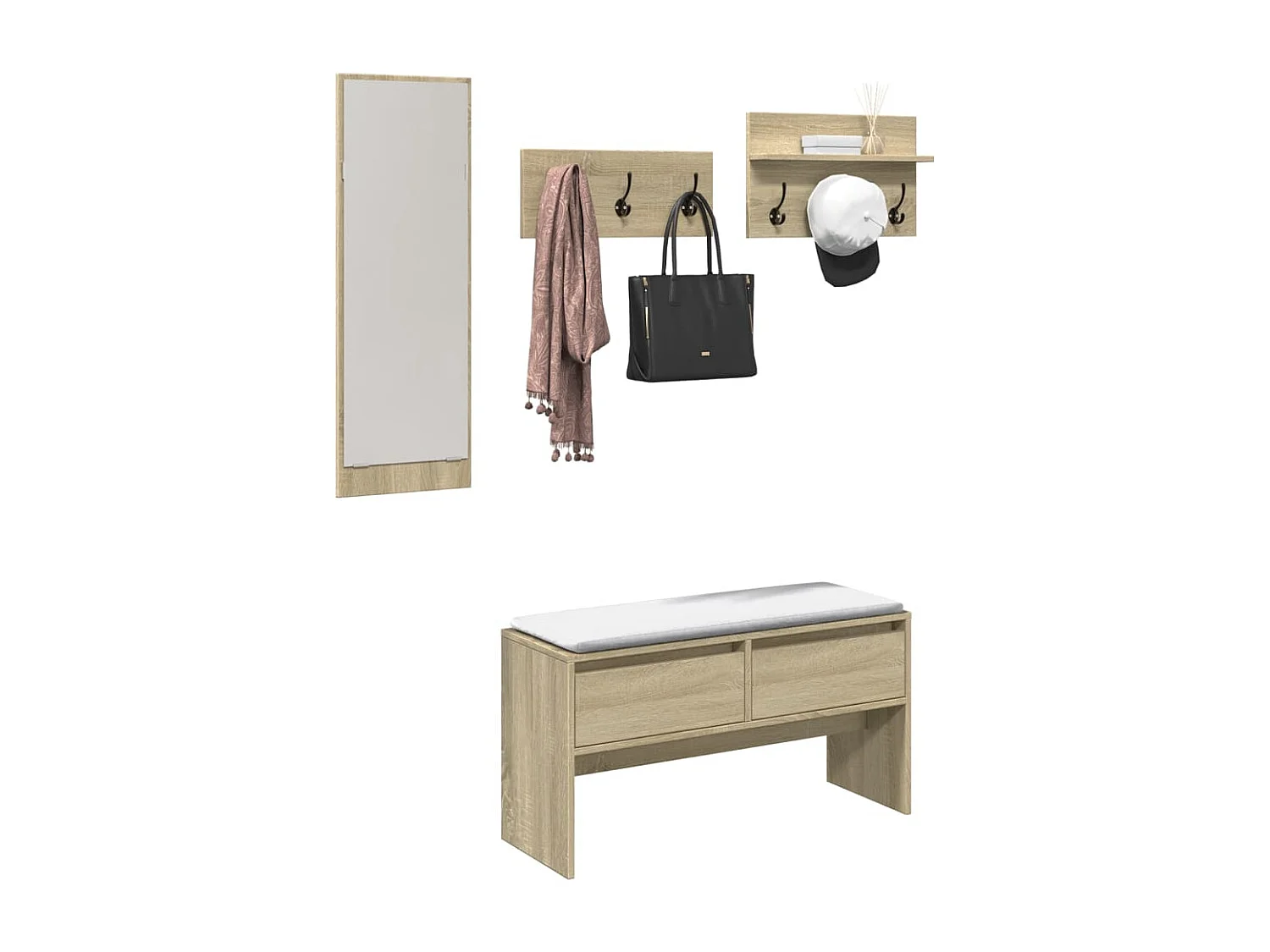 Set di mobili da ingresso in rovere Sonoma da 4 pezzi