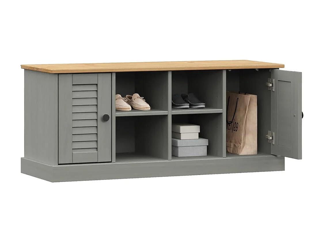 Banco zapatero VIGO gris 106x35x45 cm madera maciza de pino