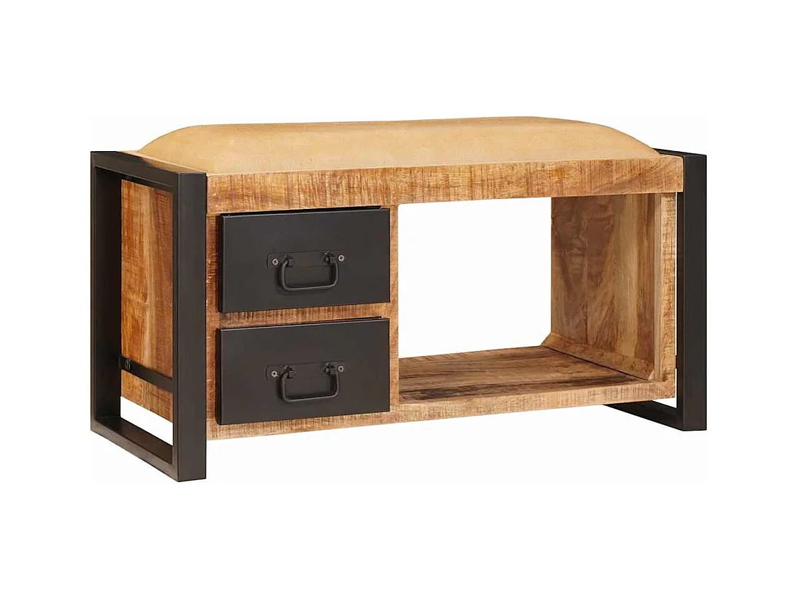 Banc de Rangement avec tiroir Marron Bois de manguier massif