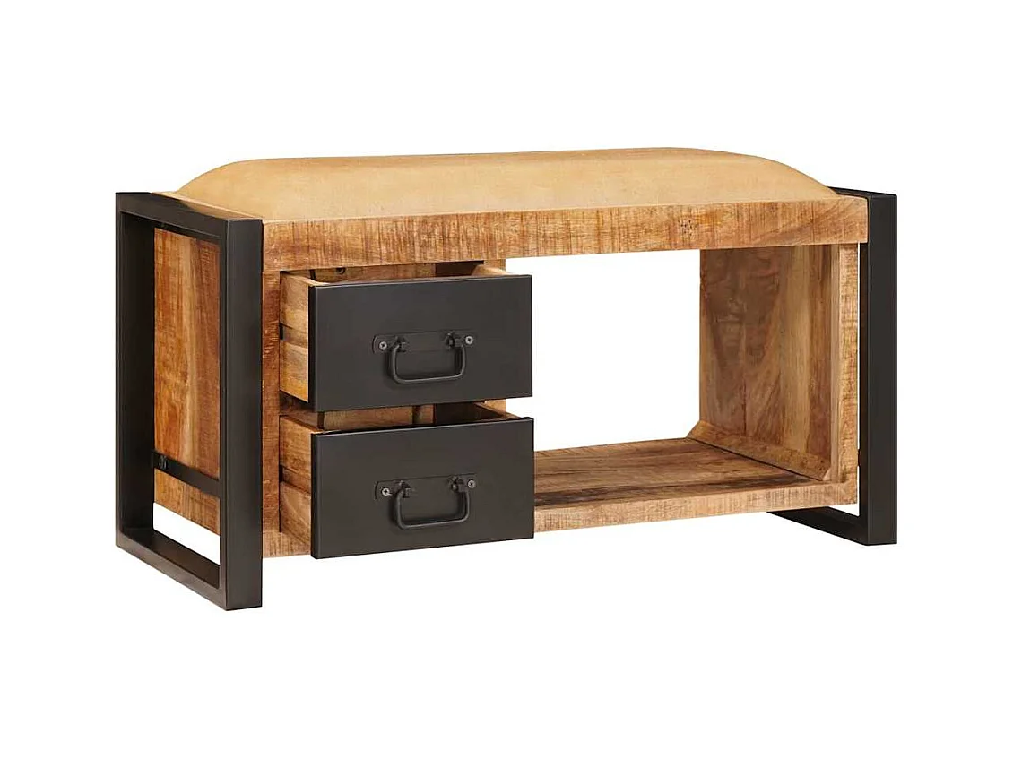 Banc de Rangement avec tiroir Marron Bois de manguier massif