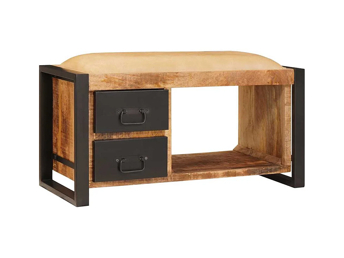 Banc de Rangement avec tiroir Marron Bois de manguier massif