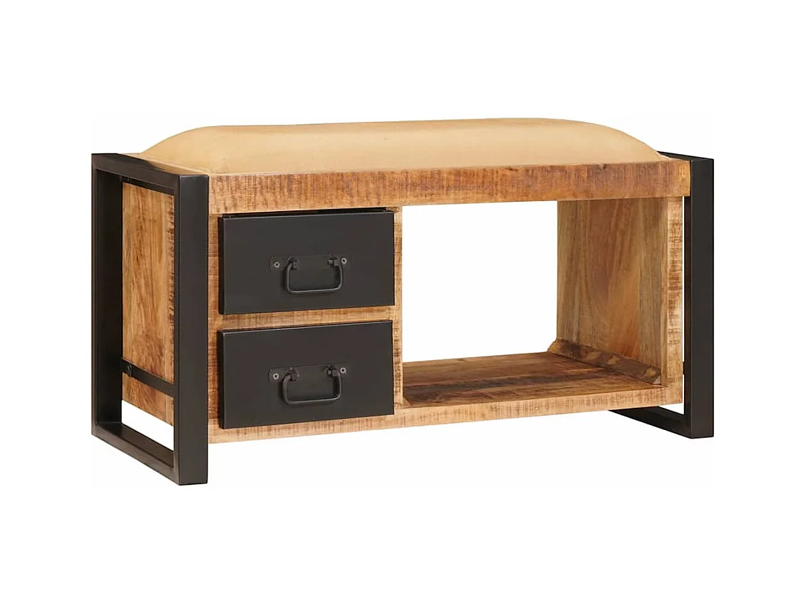 Banc de Rangement avec tiroir Marron Bois de manguier massif