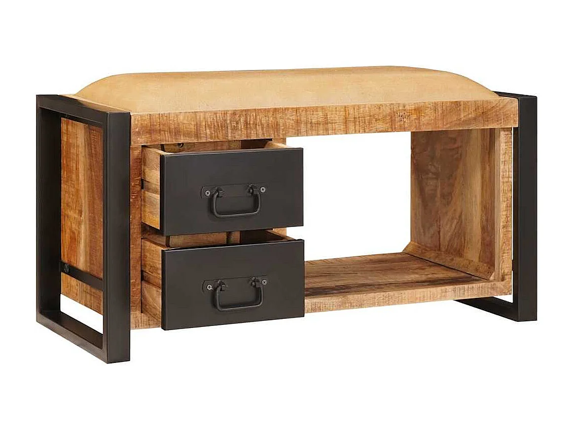 Banc de Rangement avec tiroir Marron Bois de manguier massif