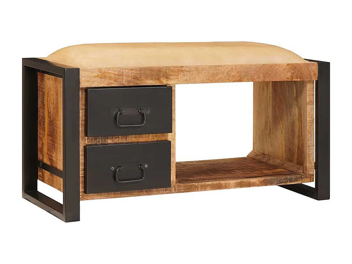 Banc de Rangement avec tiroir Marron Bois de manguier massif