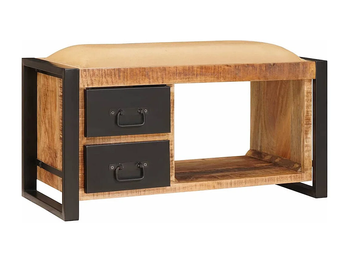 Banc de Rangement avec tiroir Marron Bois de manguier massif