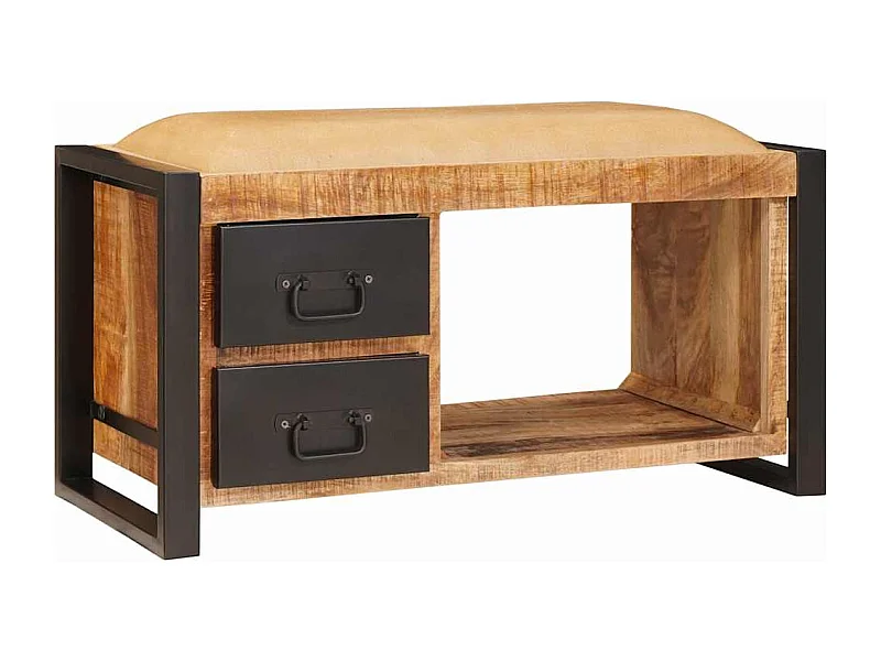 Banc de Rangement avec tiroir Marron Bois de manguier massif