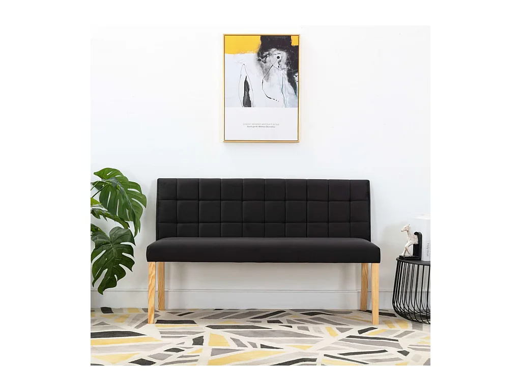 Bank 140 cm Zwart Fluweel