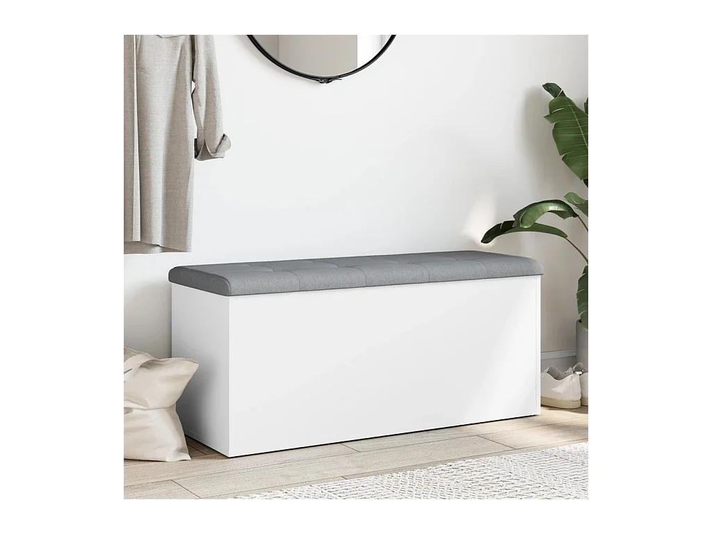 Weiße Aufbewahrungsbank 102x42x45 cm Holzwerkstoff