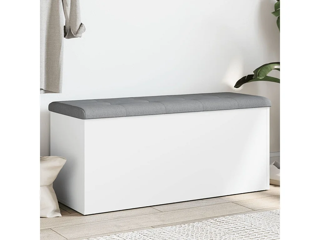 Panca contenitore bianca 102x42x45 cm in legno ingegnerizzato