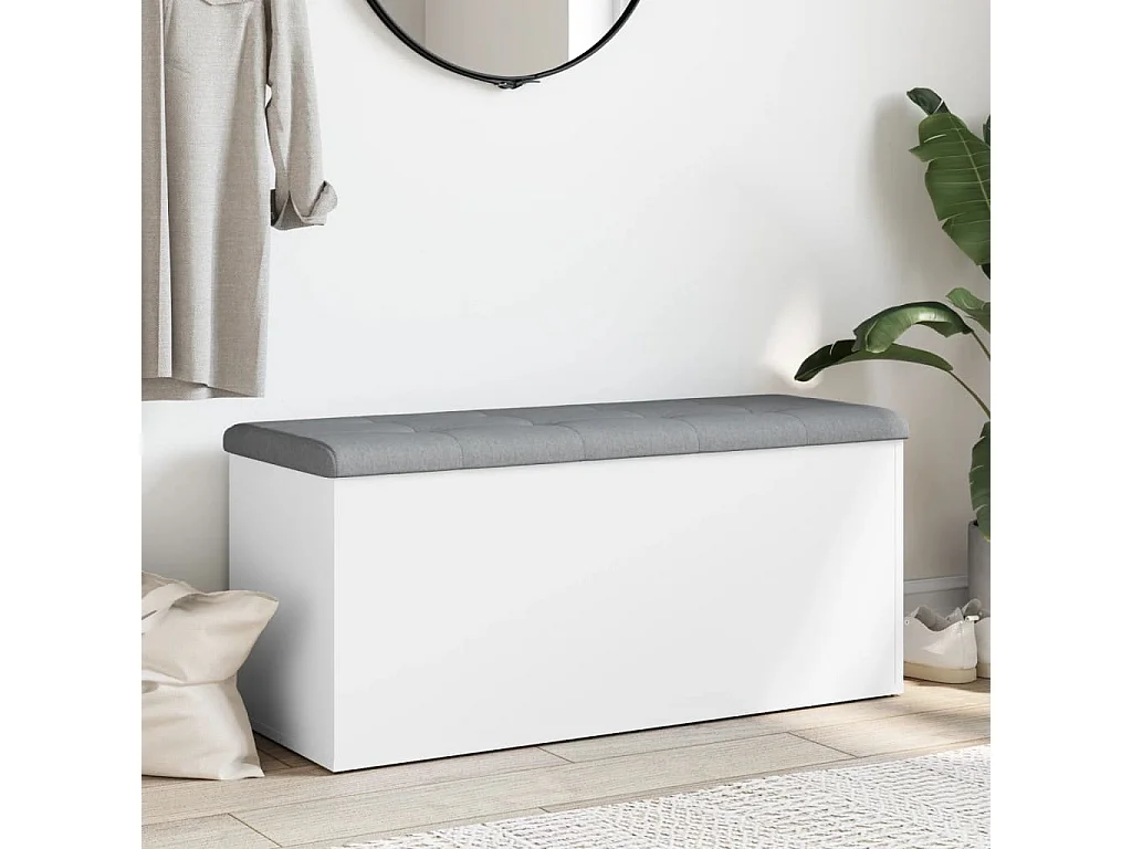 Panca contenitore bianca 102x42x45 cm in legno ingegnerizzato