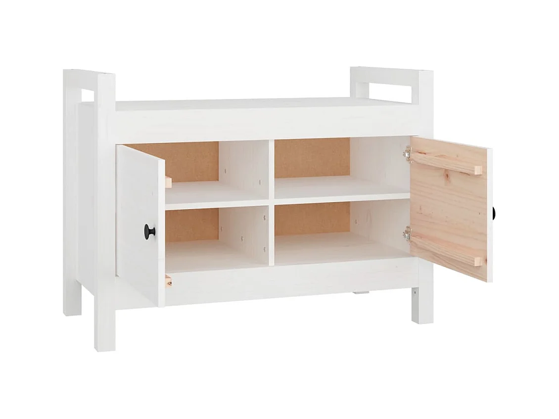Banc d'entrée Blanc 80x40x60 cm Bois de pin massif