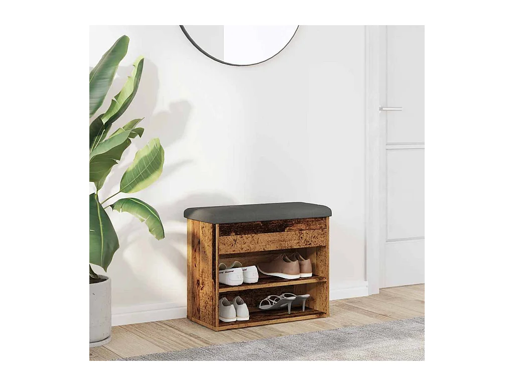 Banc à chaussures vieux bois 62x32x50 cm bois d'ingénierie