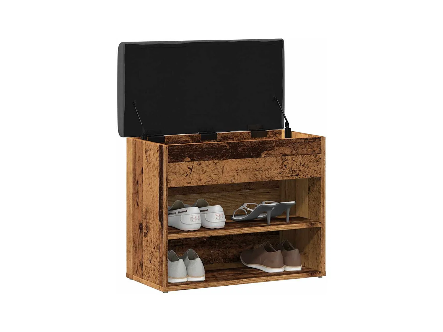 Banc à chaussures vieux bois 62x32x50 cm bois d'ingénierie