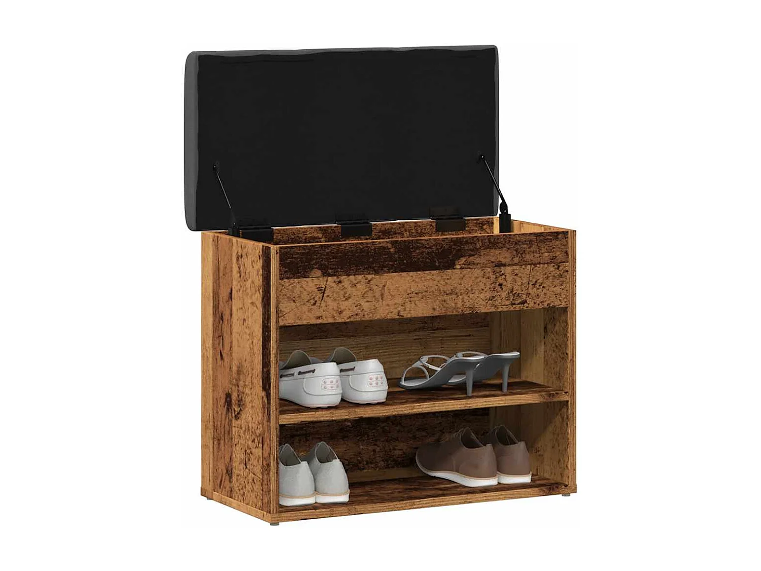 Banc à chaussures vieux bois 62x32x50 cm bois d'ingénierie