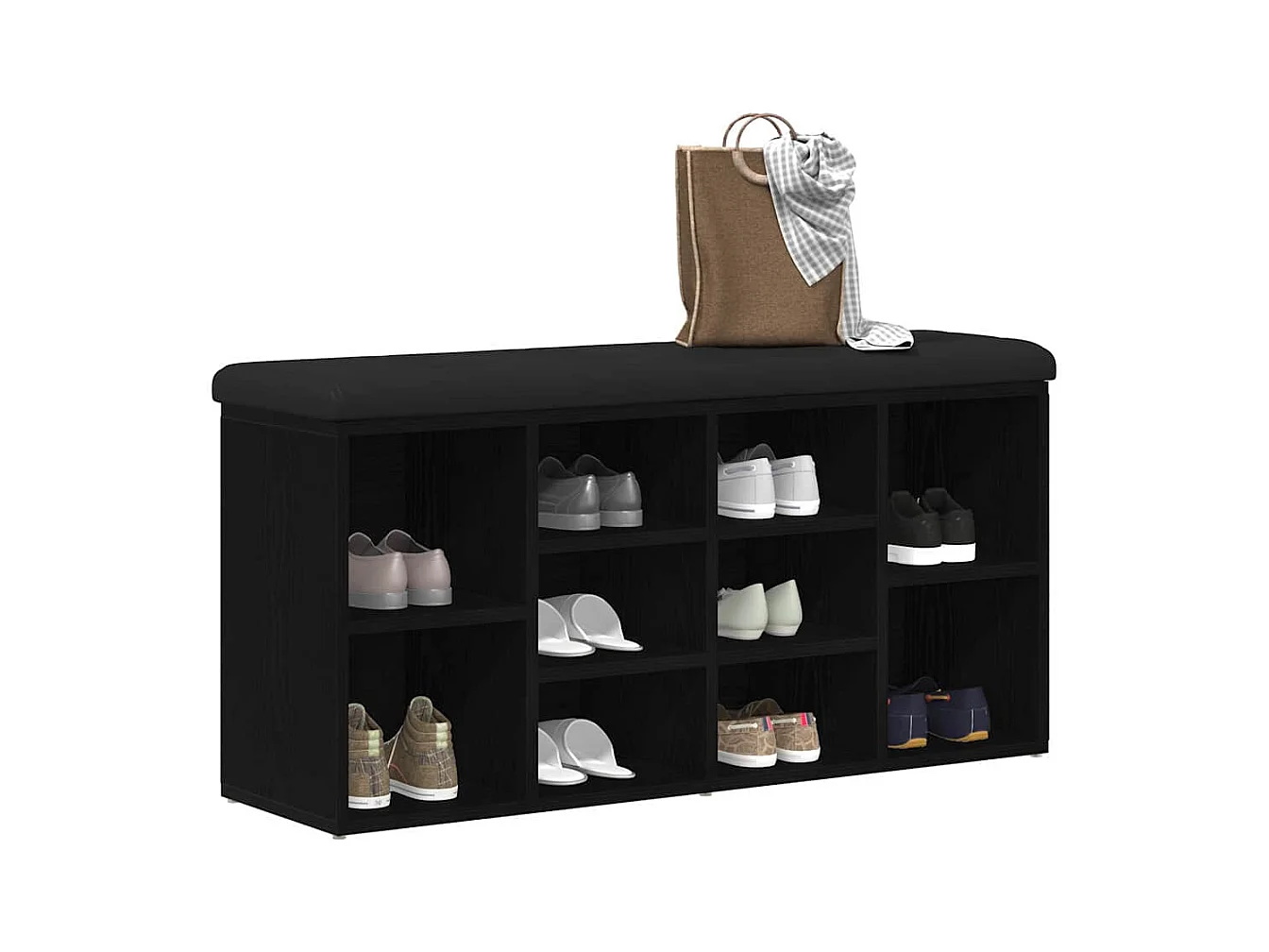 Banc à chaussures Noir 100 x 30 x 48 cm Bois d'ingénierie