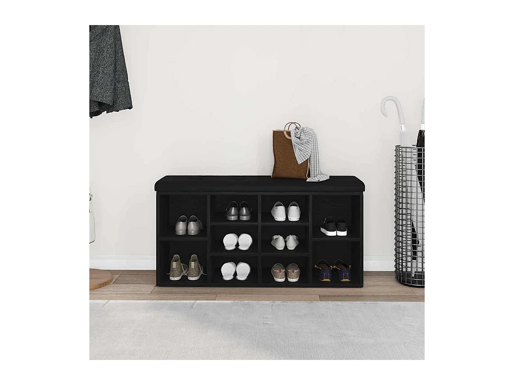 Banc à chaussures Noir 100 x 30 x 48 cm Bois d'ingénierie