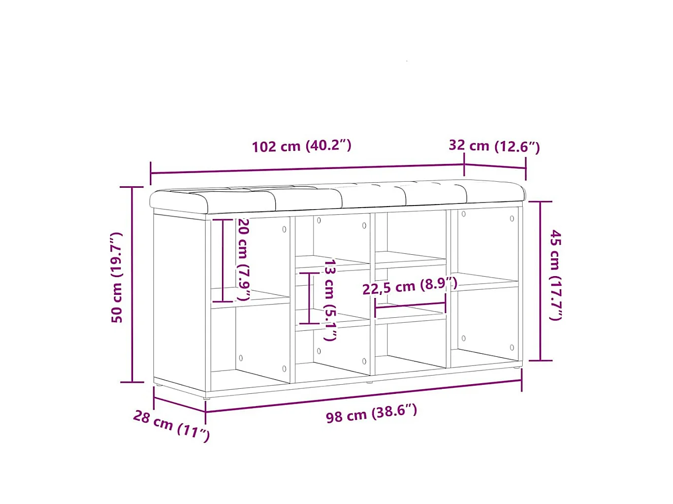 Banc à chaussures Noir 100 x 30 x 48 cm Bois d'ingénierie