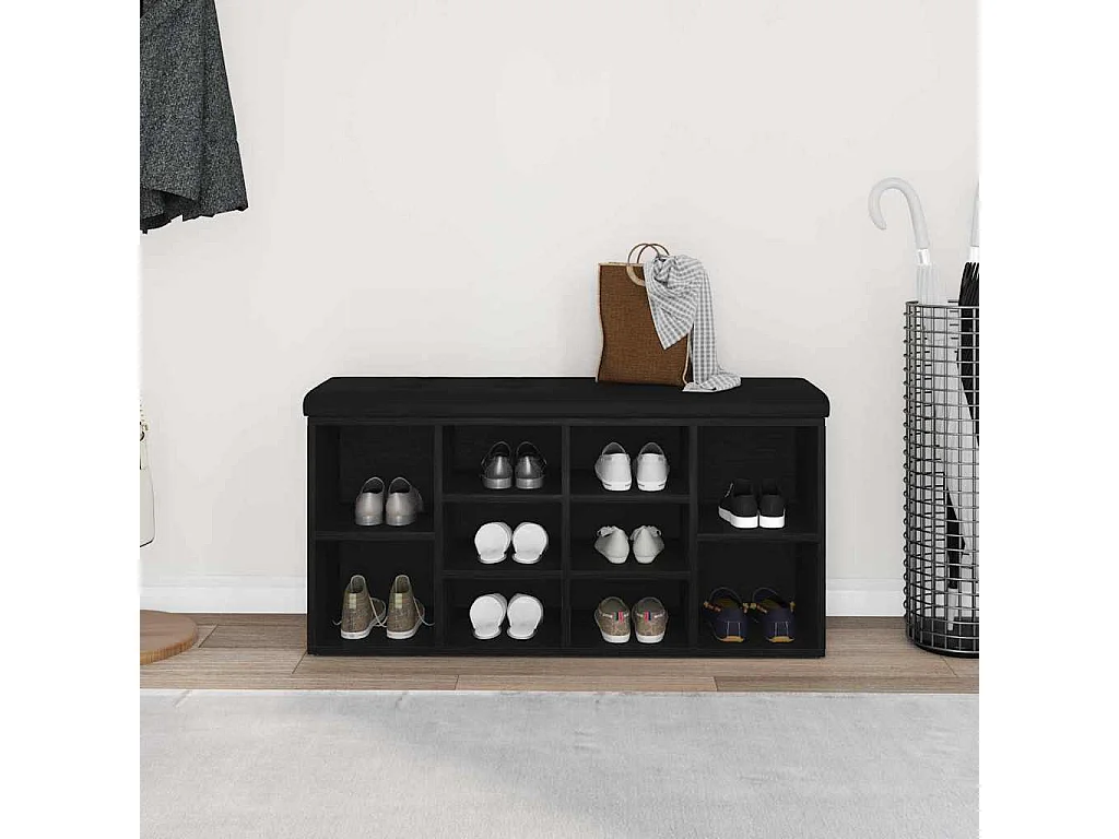 Banc à chaussures Noir 100 x 30 x 48 cm Bois d'ingénierie