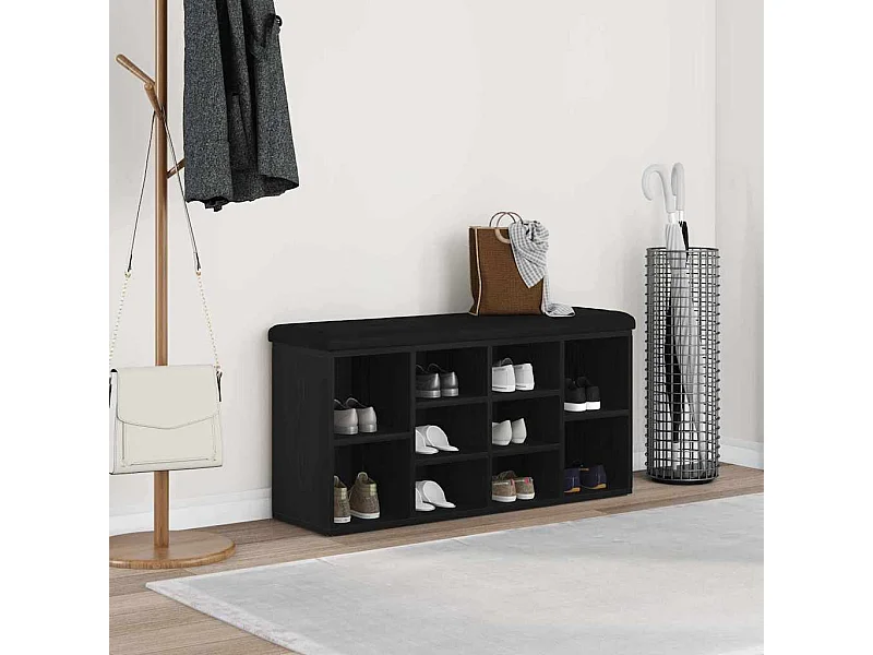 Panca portascarpe nera 100 x 30 x 48 cm in legno ingegnerizzato