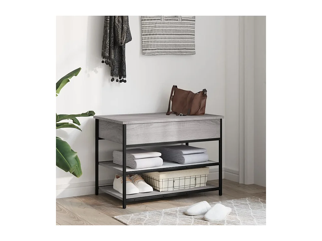 Panca portascarpe grigia Sonoma 70x42,5x50 cm in legno ingegnerizzato