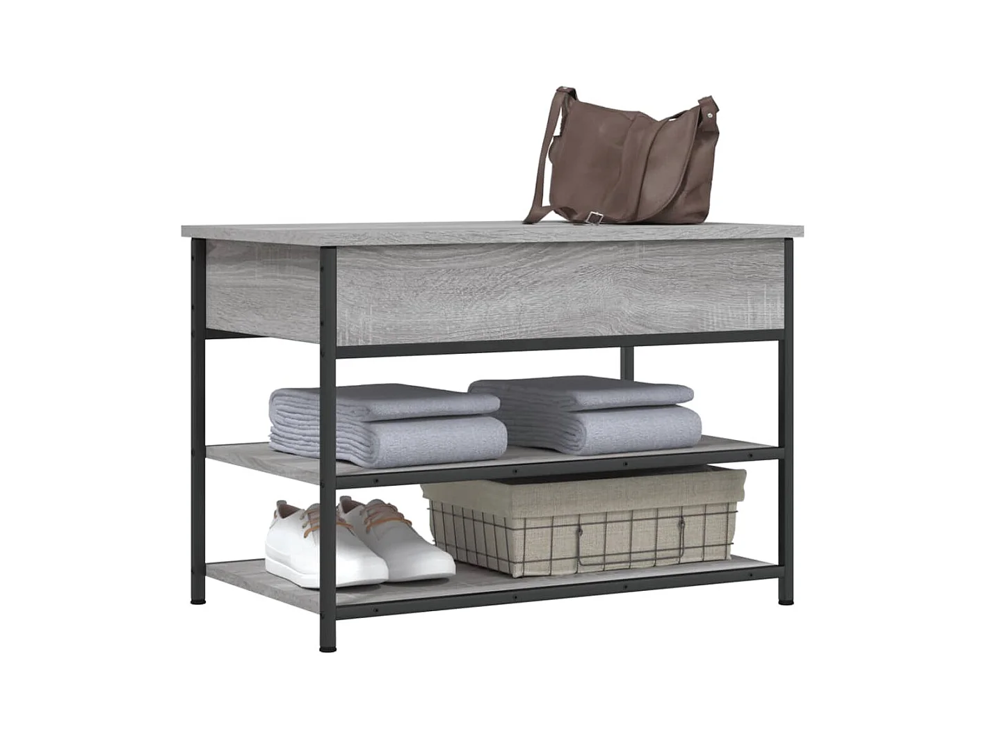 Panca portascarpe grigia Sonoma 70x42,5x50 cm in legno ingegnerizzato