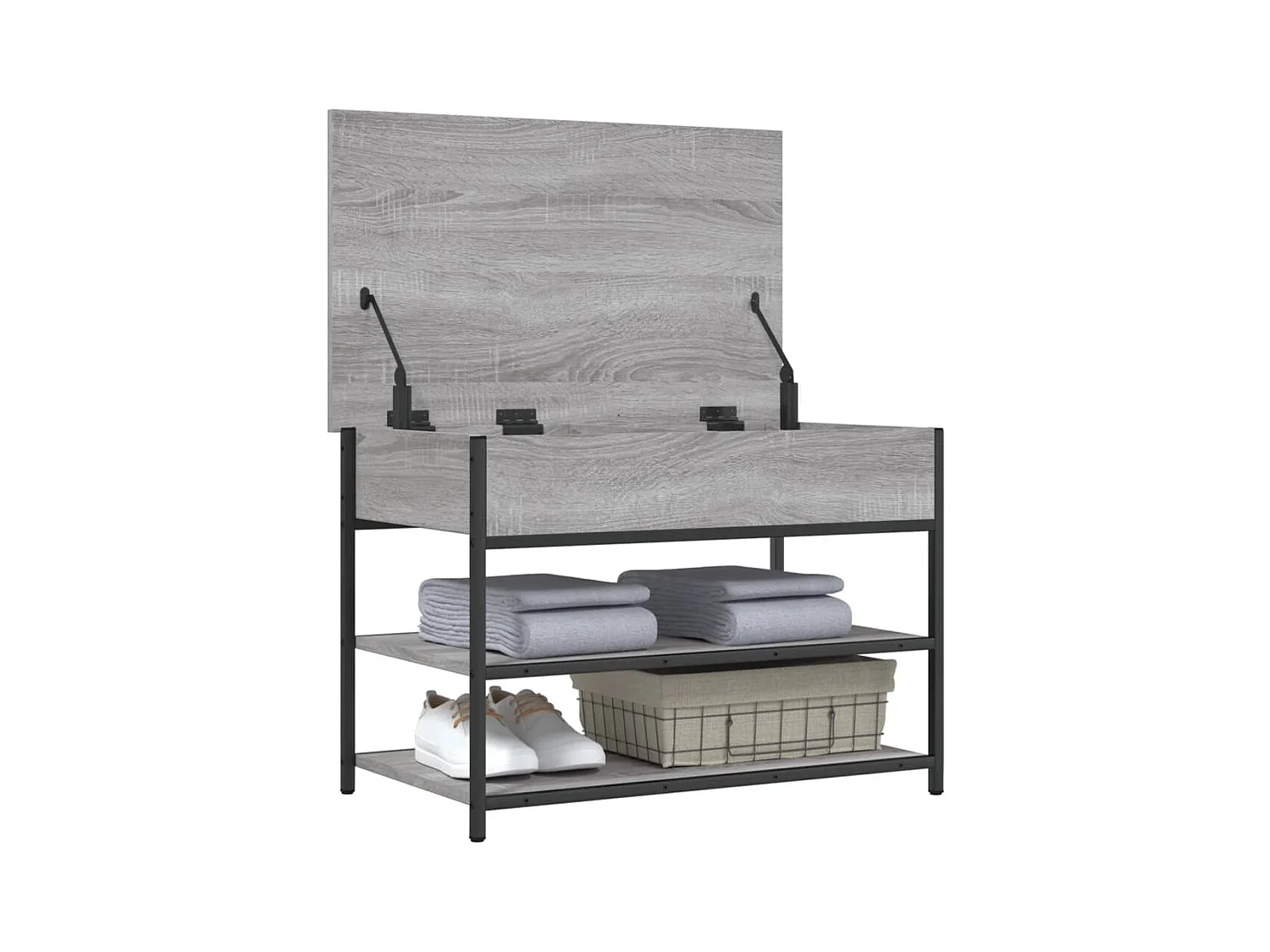 Panca portascarpe grigia Sonoma 70x42,5x50 cm in legno ingegnerizzato