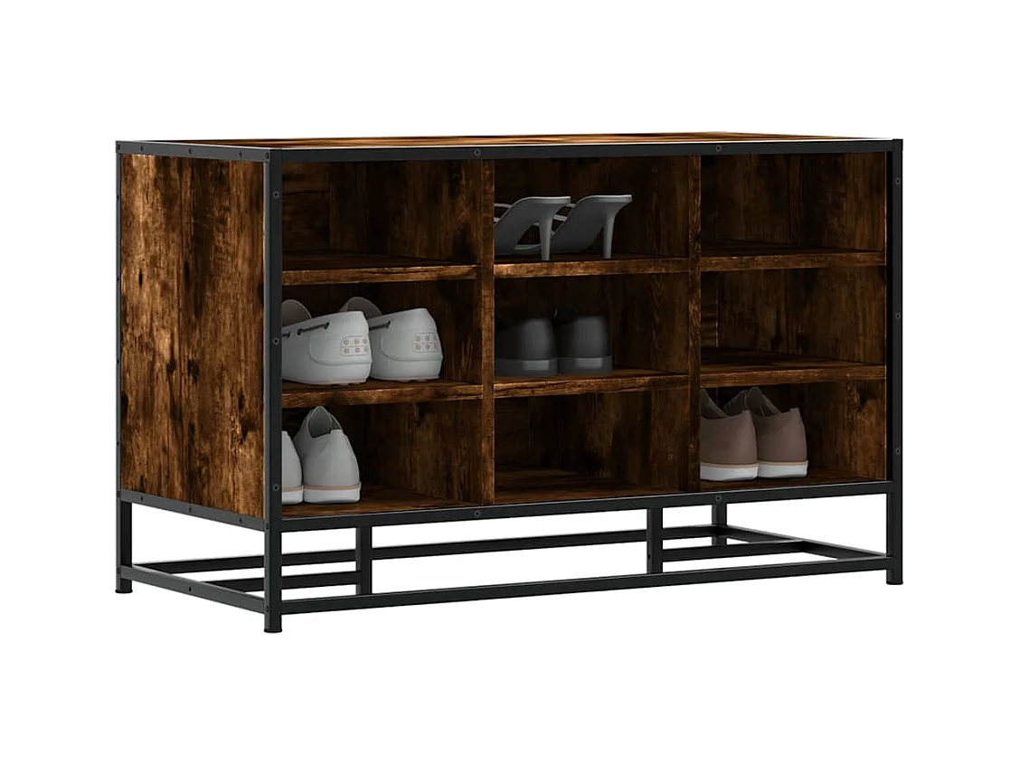 Banc à chaussures chêne fumé bois d'ingénierie et métal
