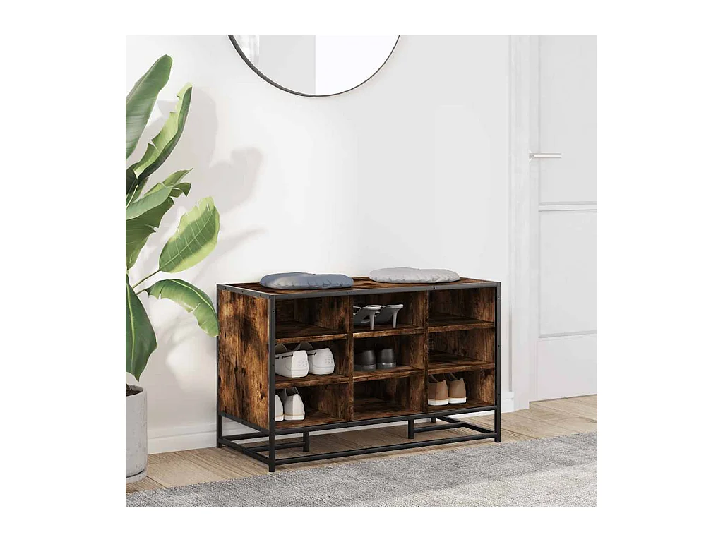 Banc à chaussures chêne fumé bois d'ingénierie et métal