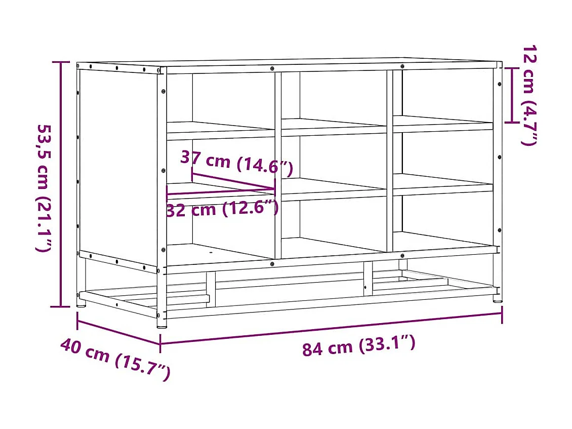 Banc à chaussures chêne fumé bois d'ingénierie et métal