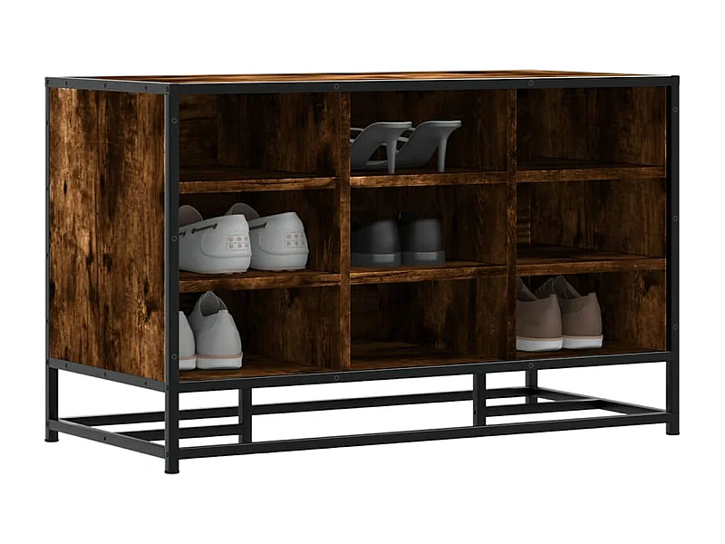 Banc à chaussures chêne fumé bois d'ingénierie et métal