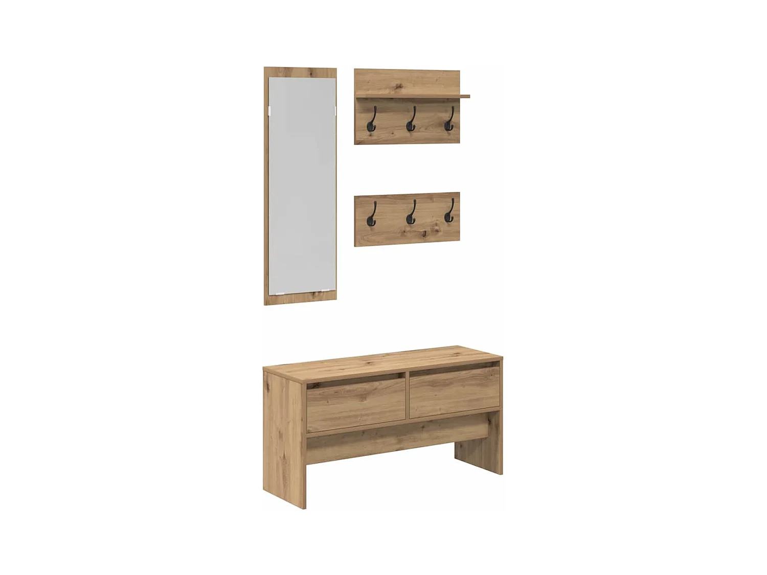 4-teiliges Flurmöbel-Set aus Eiche Artisan-Holz