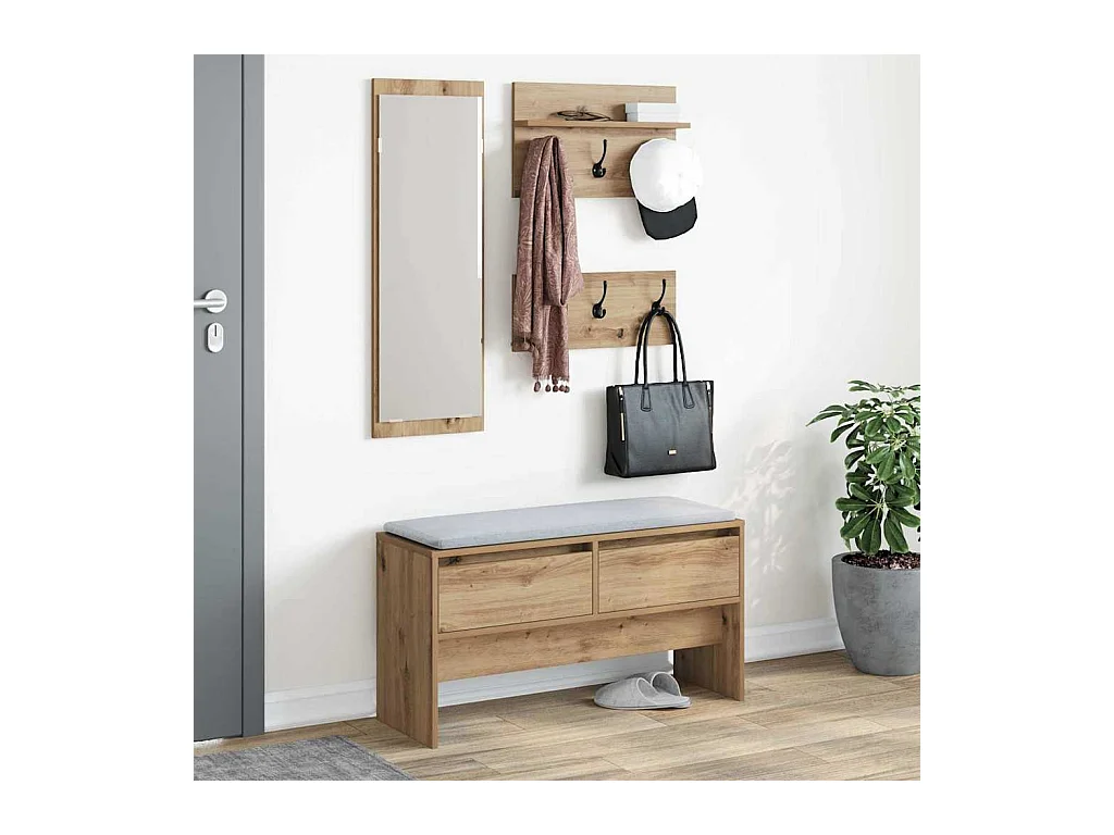 4-teiliges Flurmöbel-Set aus Eiche Artisan-Holz