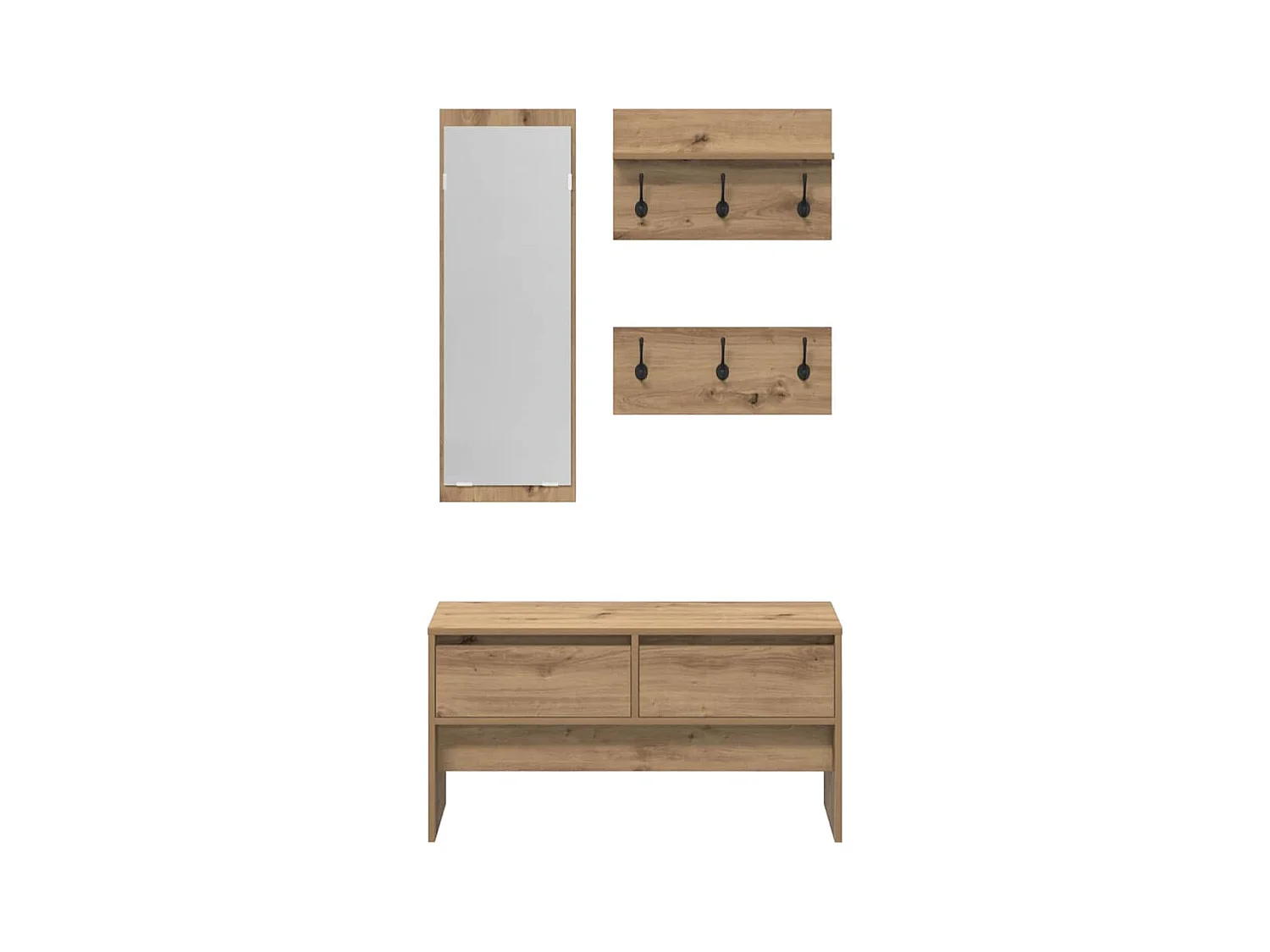 4-teiliges Flurmöbel-Set aus Eiche Artisan-Holz