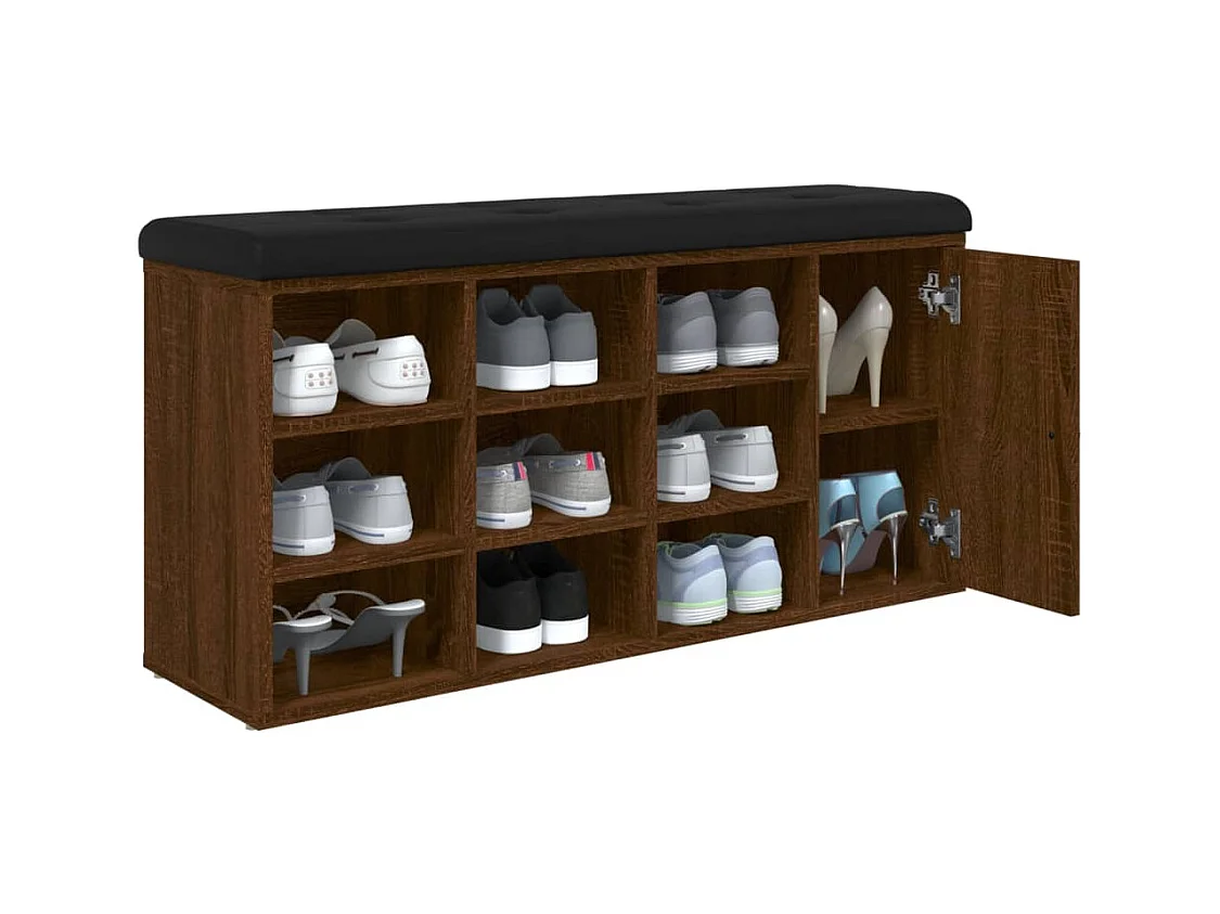 Panca portascarpe in rovere marrone 102x32x50 cm in legno ingegnerizzato