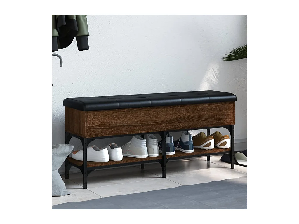 Banco zapatero roble marrón 102x32x45 cm madera de ingeniería