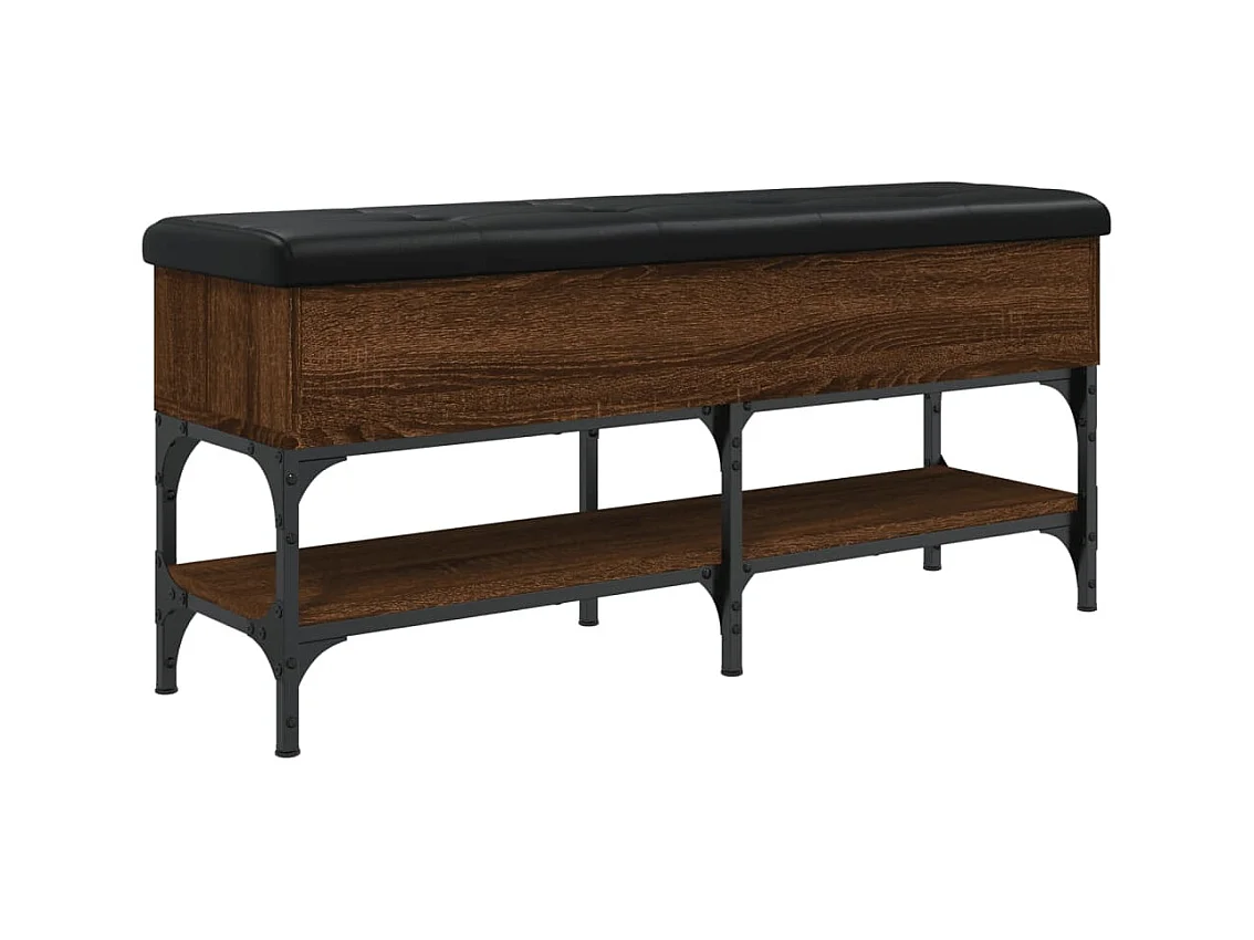 Banco zapatero roble marrón 102x32x45 cm madera de ingeniería