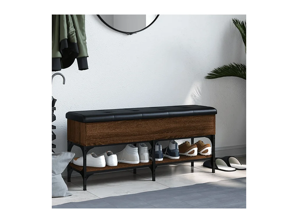 Banco zapatero roble marrón 102x32x45 cm madera de ingeniería