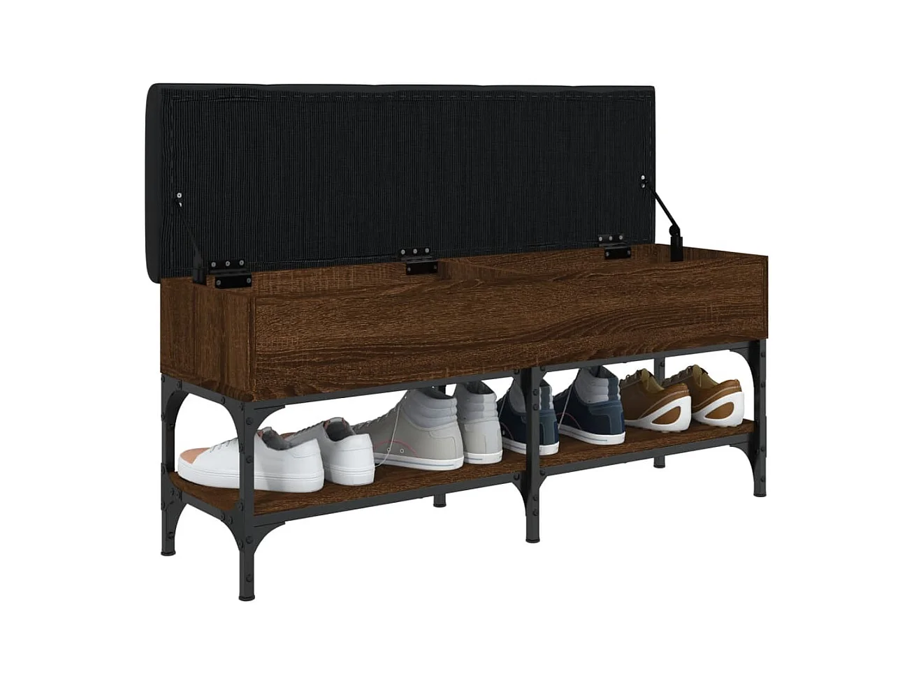 Banco zapatero roble marrón 102x32x45 cm madera de ingeniería