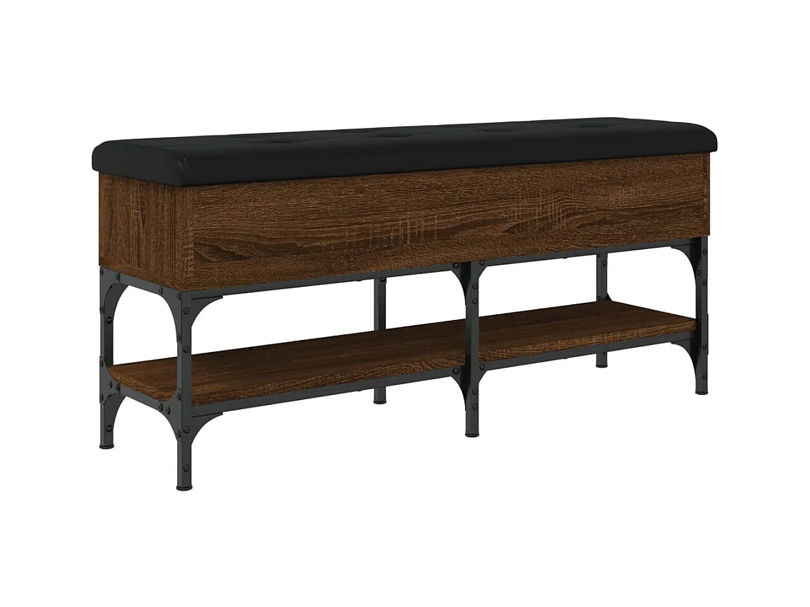 Banco zapatero roble marrón 102x32x45 cm madera de ingeniería