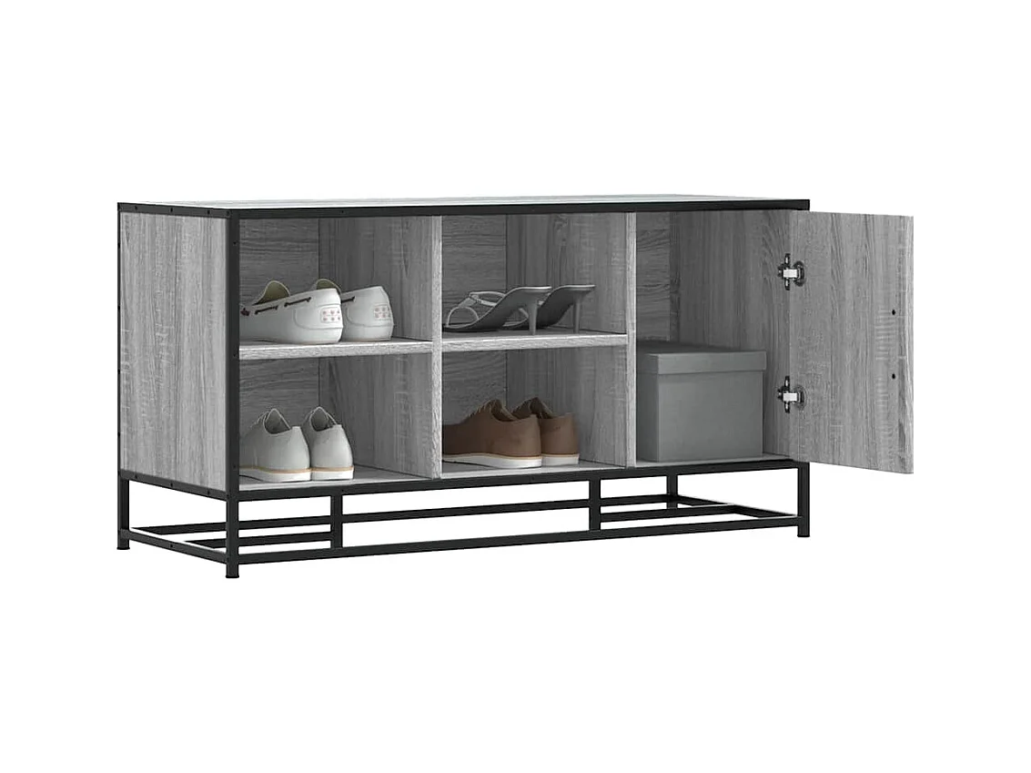 Banc à chaussures sonoma gris bois d'ingénierie et métal