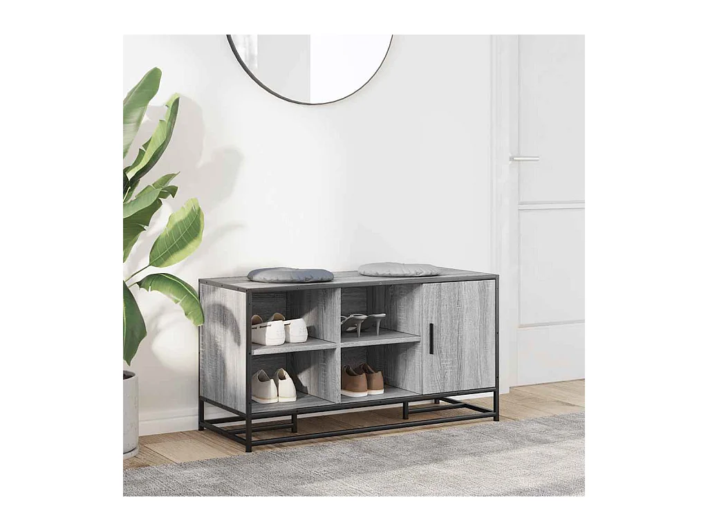 Banc à chaussures sonoma gris bois d'ingénierie et métal