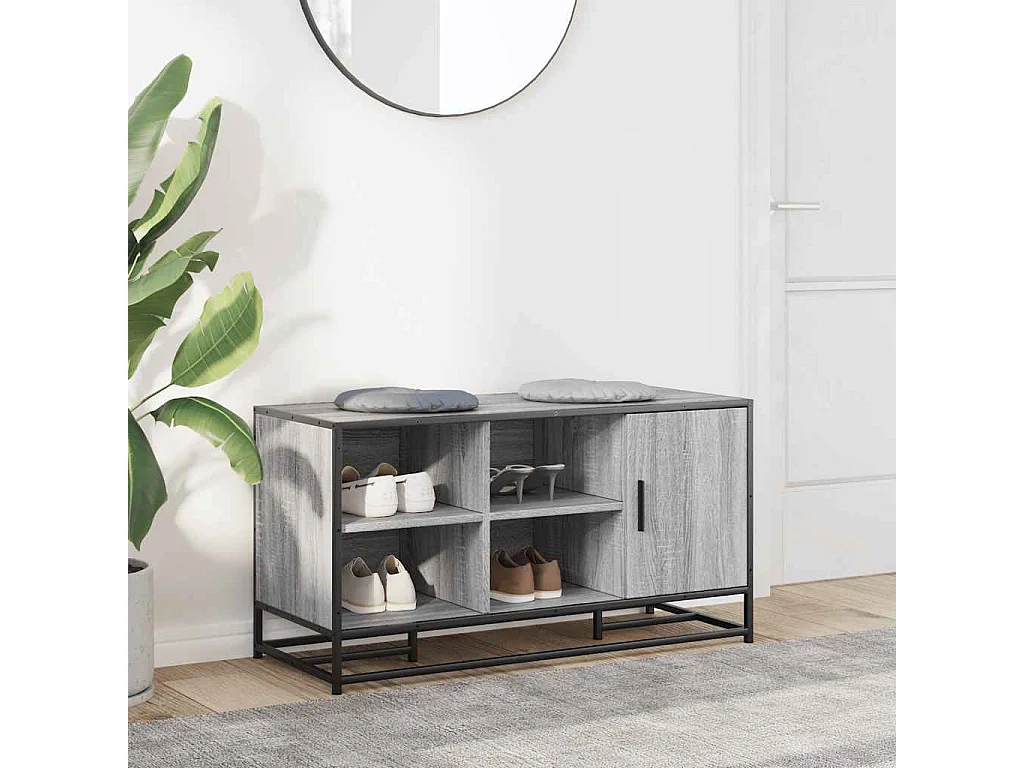 Banc à chaussures sonoma gris bois d'ingénierie et métal