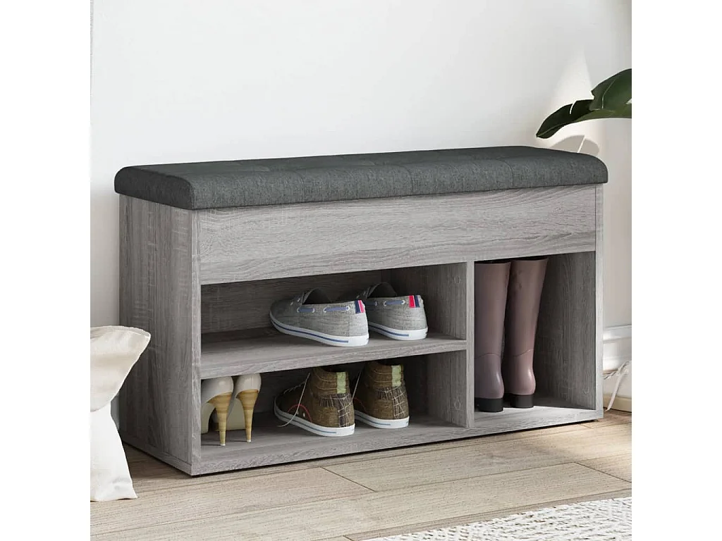Panca scarpiera Sonoma Grey 82x32x45,5 cm in legno ingegnerizzato