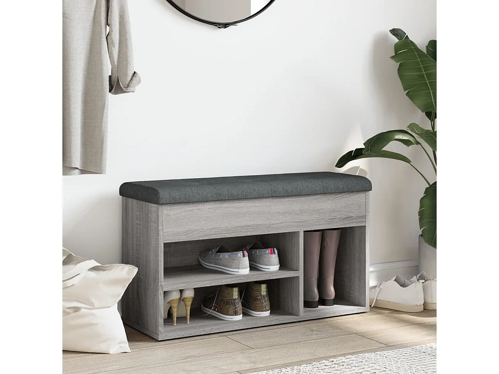 Panca scarpiera Sonoma Grey 82x32x45,5 cm in legno ingegnerizzato