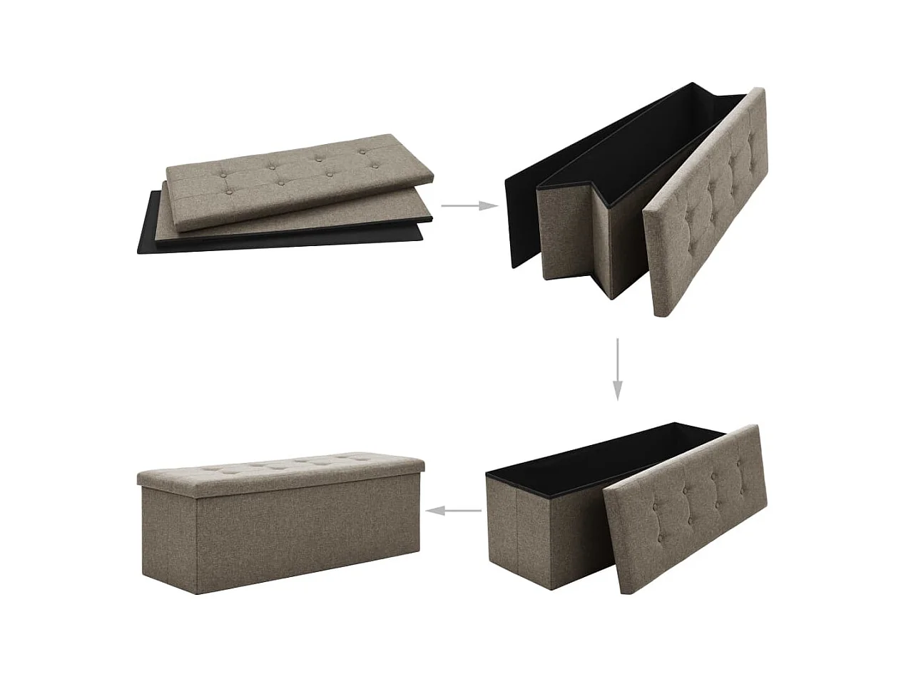 Taupe opvouwbare opbergbank van imitatielinnen