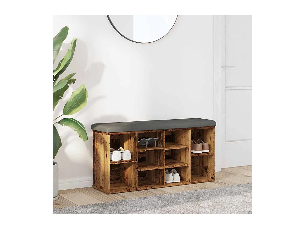 Banc à chaussures vieux bois 102x32x50 cm bois d'ingénierie